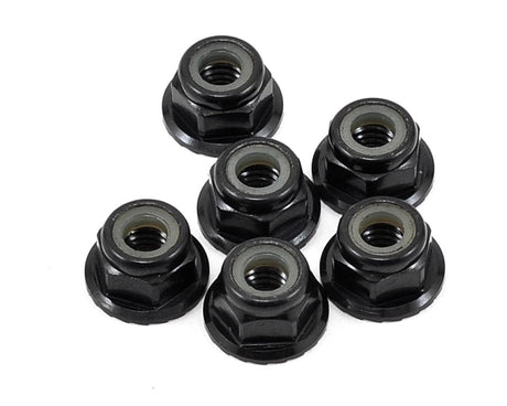 TLR 4mm Aluminium Serrated Lock Nuts, Black, 6pcs, 22X, 22X-4 2.0, 22X-T - genuine TLR product TLR336000