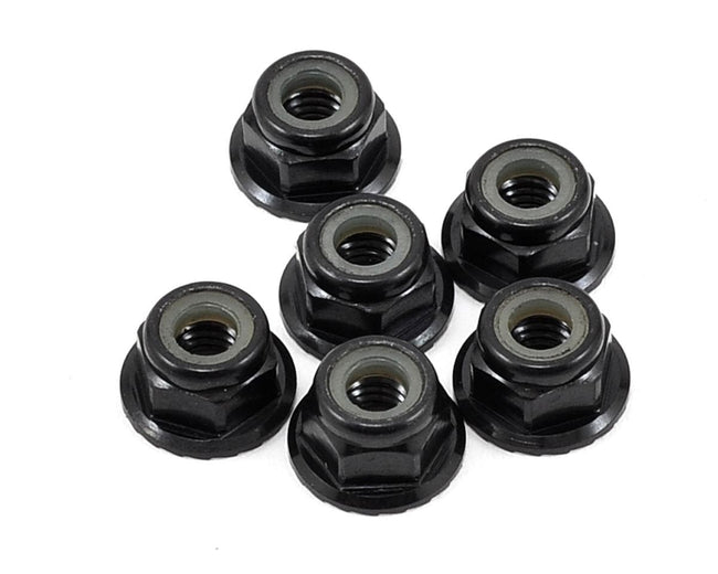 TLR 4mm Aluminium Serrated Lock Nuts, Black, 6pcs, 22X, 22X-4 2.0, 22X-T