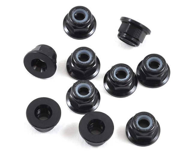 TLR M3 Flanged Aluminium Lock Nuts, Black, 10pcs, 22 5.0 DC Elite