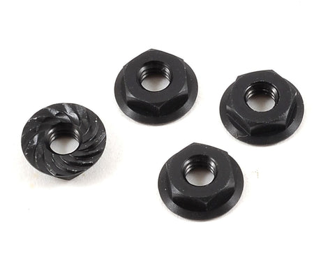 Team Losi Racing TLR336003 Black M4 Low Profile Serrated Locknuts (4)