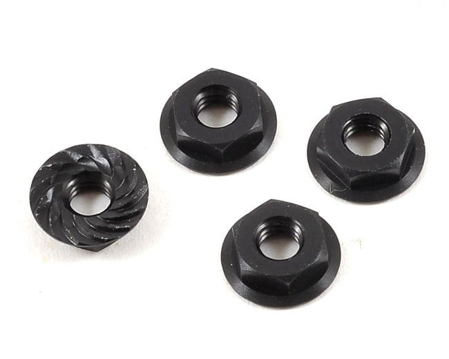 TLR M4 Aluminium Serrated Low Profile Nuts, Black, 4pcs, 22X-4 2.0