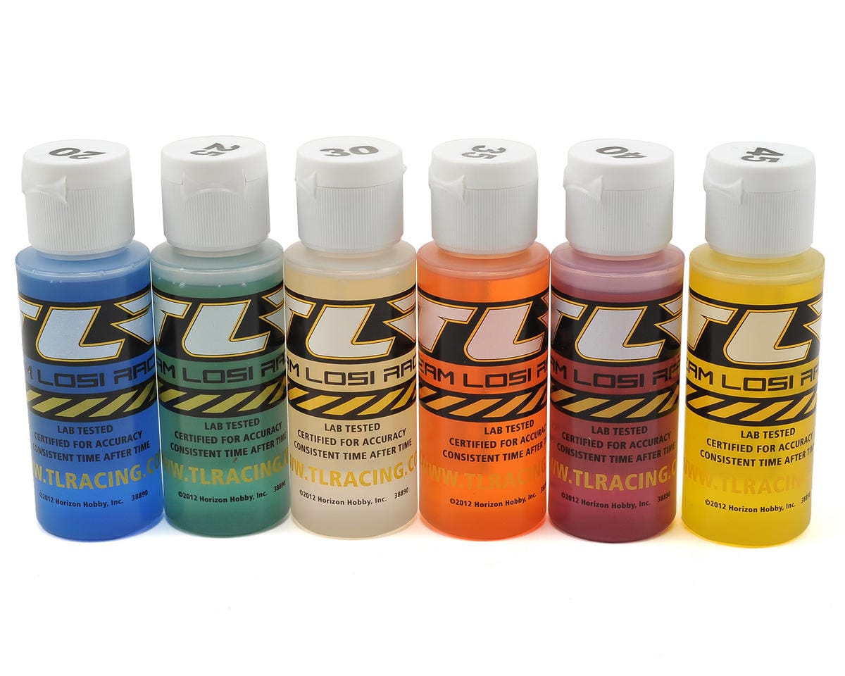 TLR Silicone Shock Oil 2oz 6pk, 20, 25, 30, 35, 40, 45wt - genuine TLR product TLR74020