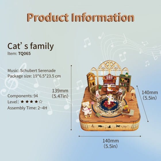 Tonecheer Cats Family Wooden Model Kit [TQ065] - Hobbytech Toys