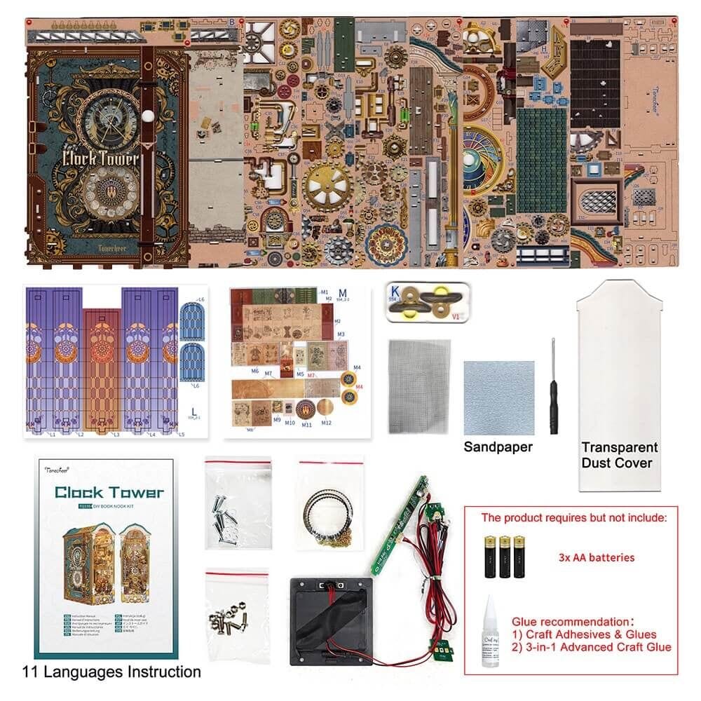 Tonecheer Clock Tower Book Nook Kit