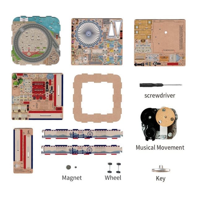 Tonecheer London Music Box Wooden Model Kit [TQ066] - Hobbytech Toys