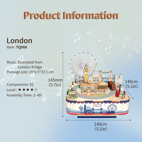 Tonecheer London Music Box Wooden Model Kit [TQ066] - Hobbytech Toys