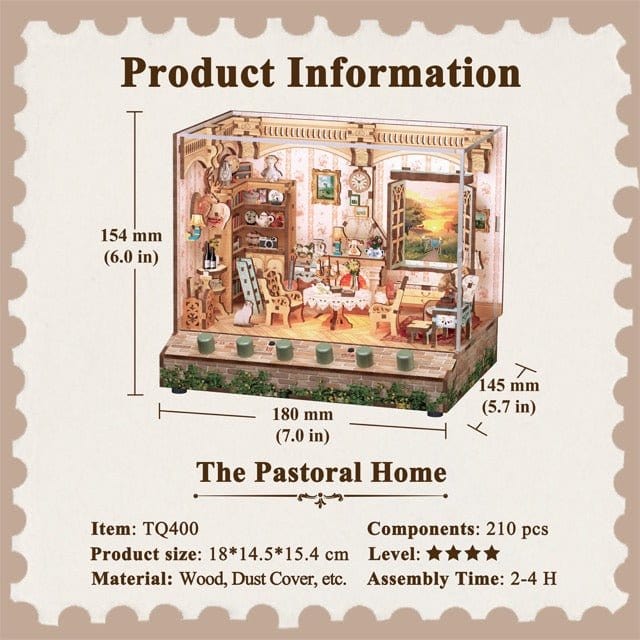Tonecheer The Pastoral Home Sound Machine Wooden Model Kit [TQ400] - Hobbytech Toys