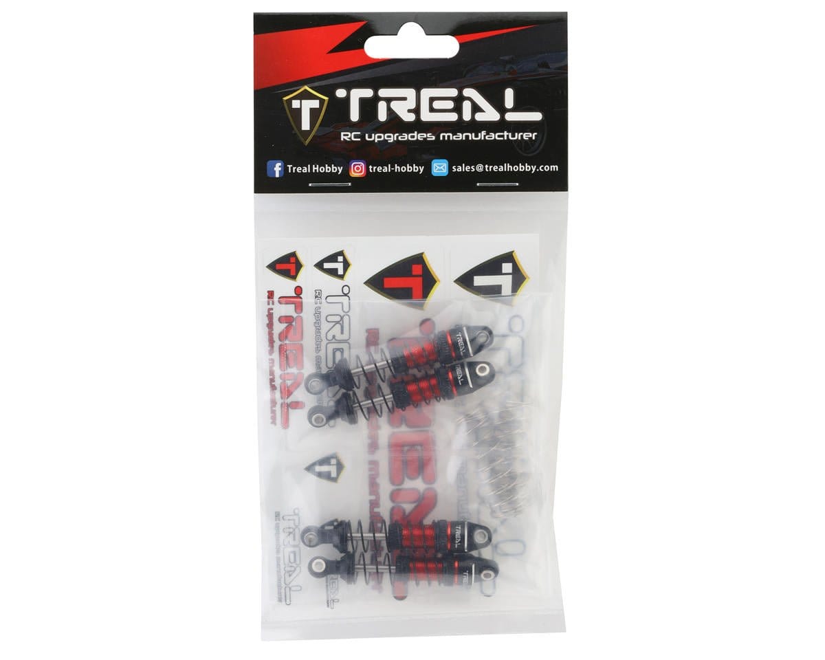 Treal Hobby 53mm Aluminum Oil Filled Threaded Damper Shocks for Traxxas TRX - 4M (Red) (4) - Hobbytech Toys
