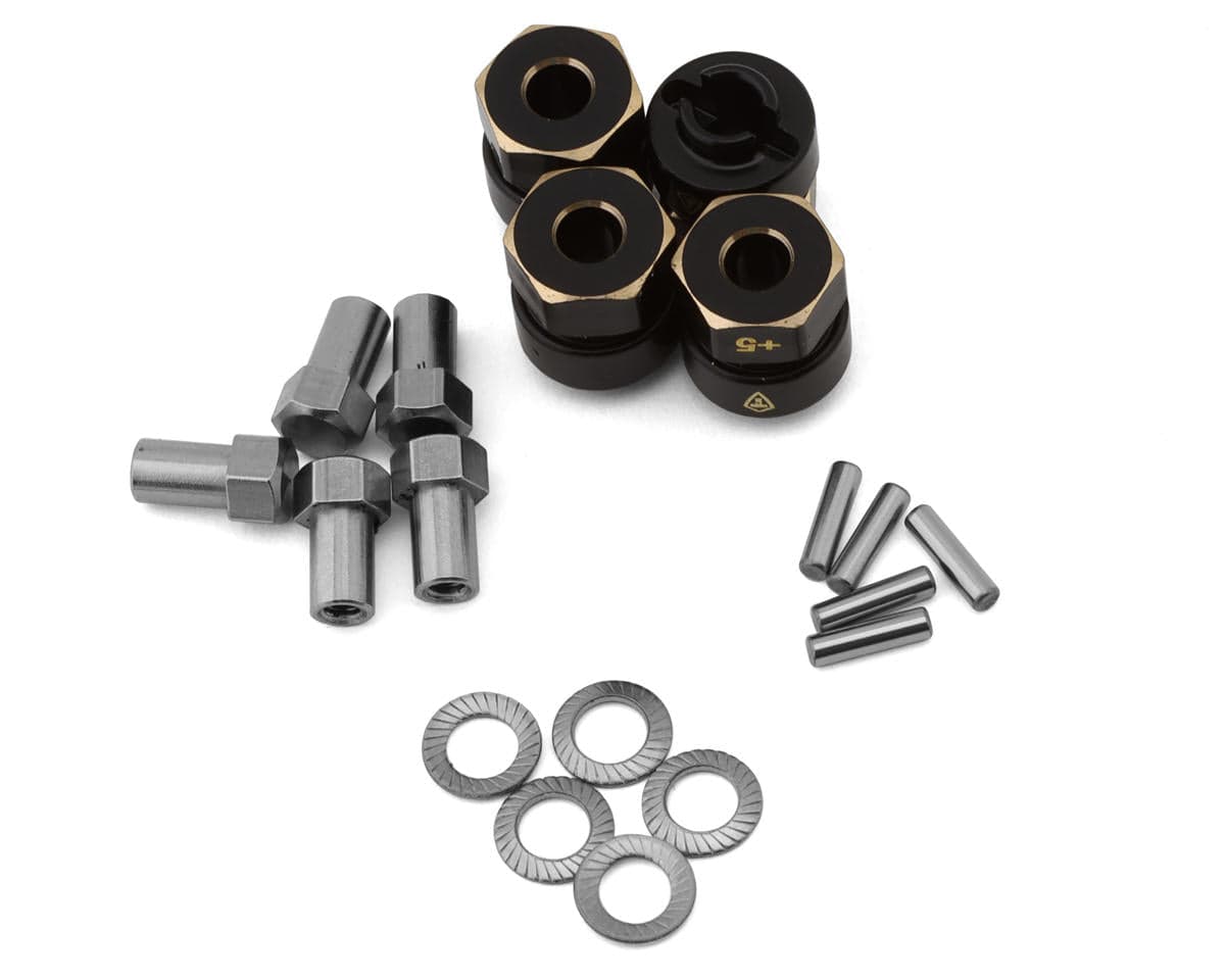 Treal Hobby Axial SCX24 Brass Wheel Hex Hub Adapters (4) (2.4g) (+5mm) [TLHTSCX24 - 77] - Hobbytech Toys