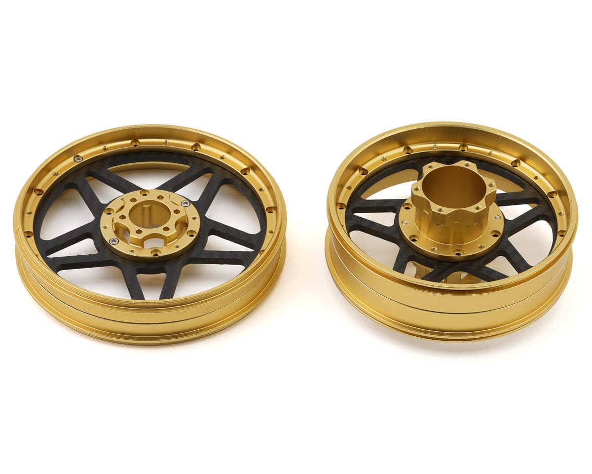 Treal Hobby Losi Promoto MX CNC Aluminum Wheel Set w/Carbon Spokes (Gold) - Hobbytech Toys
