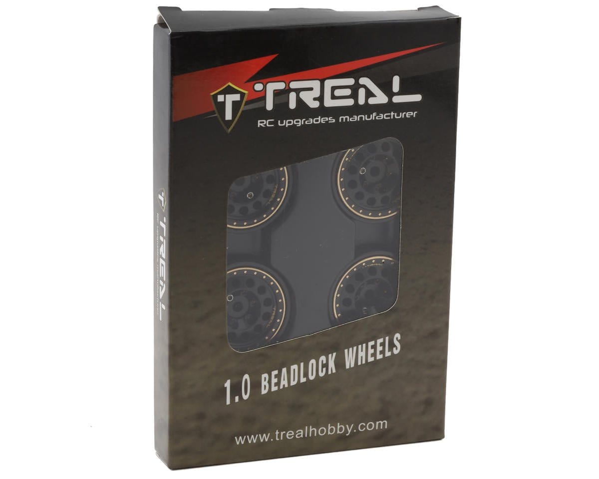 Treal Hobby Type A 1.0" 12 - Hole Brass Beadlock Wheels (Black) (4) (40g) [TLHTSCX24 - 140] - Hobbytech Toys