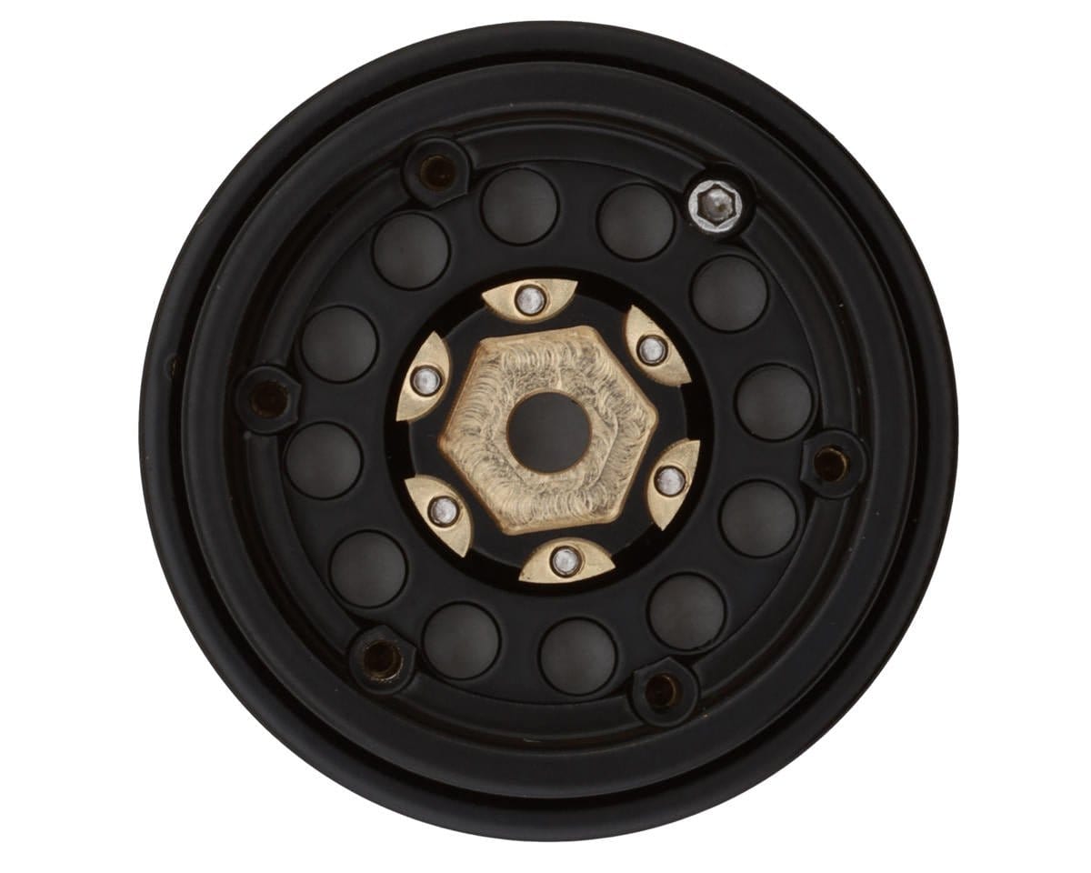 Treal Hobby Type A 1.0" 12 - Hole Brass Beadlock Wheels (Black) (4) (40g) [TLHTSCX24 - 140] - Hobbytech Toys