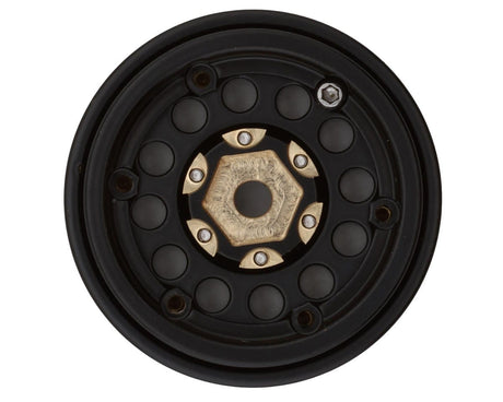 Treal Hobby Type A 1.0" 12 - Hole Brass Beadlock Wheels (Black) (4) (40g) [TLHTSCX24 - 140] - Hobbytech Toys