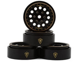 Treal Hobby Type A 1.0" 12 - Hole Brass Beadlock Wheels (Black) (4) (40g) [TLHTSCX24 - 140] - Hobbytech Toys