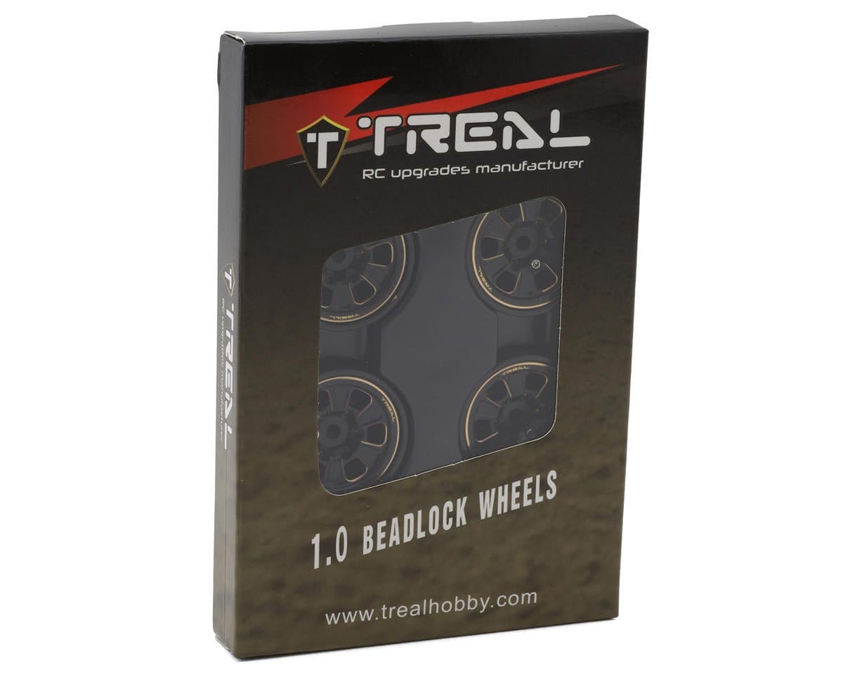 Treal Hobby Type B 1.0" 6 - Spoke Brass Beadlock Wheels (Black) (4) (38.7g) [TLHTSCX24 - 111] - Hobbytech Toys