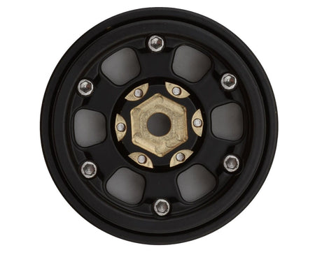 Treal Hobby Type B 1.0" 6 - Spoke Brass Beadlock Wheels (Black) (4) (38.7g) [TLHTSCX24 - 111] - Hobbytech Toys