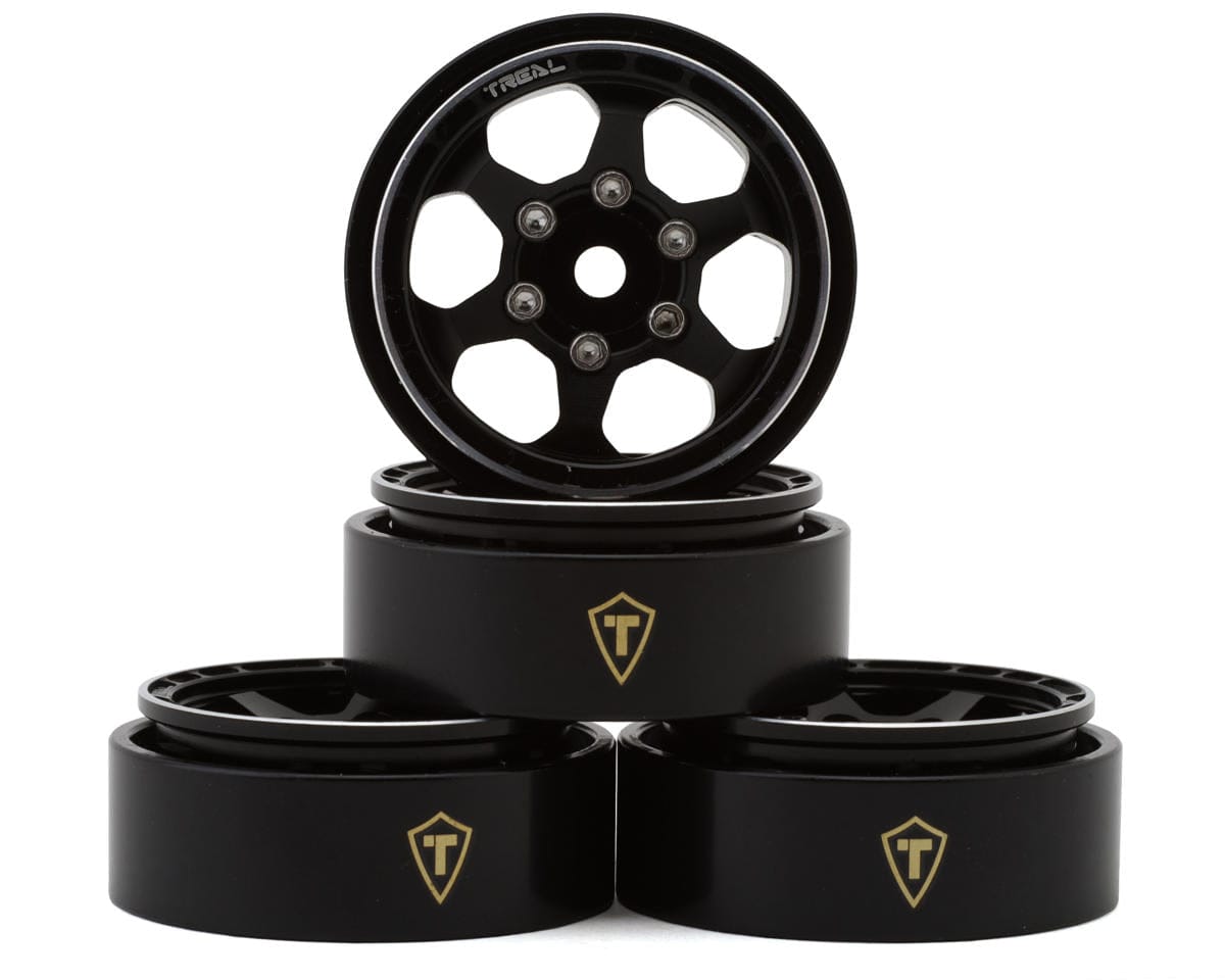 Treal Hobby Type D 1.0" Concave 6 - Spoke Beadlock Wheels (Black) (4) [TLHTSCX24 - 148] - Hobbytech Toys