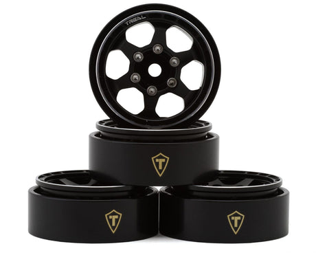 Treal Hobby Type D 1.0" Concave 6 - Spoke Beadlock Wheels (Black) (4) [TLHTSCX24 - 148] - Hobbytech Toys