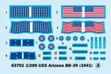 Trumpeter 03701 1/200 USS Arizona BB - 39 1941 Plastic Model Kit - Hobbytech Toys