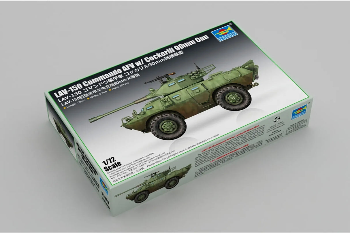 Trumpeter 1/72 LAV-150 Commando AFV w/ Cockerill 90mm Gun Plastic Model Kit [07443]
