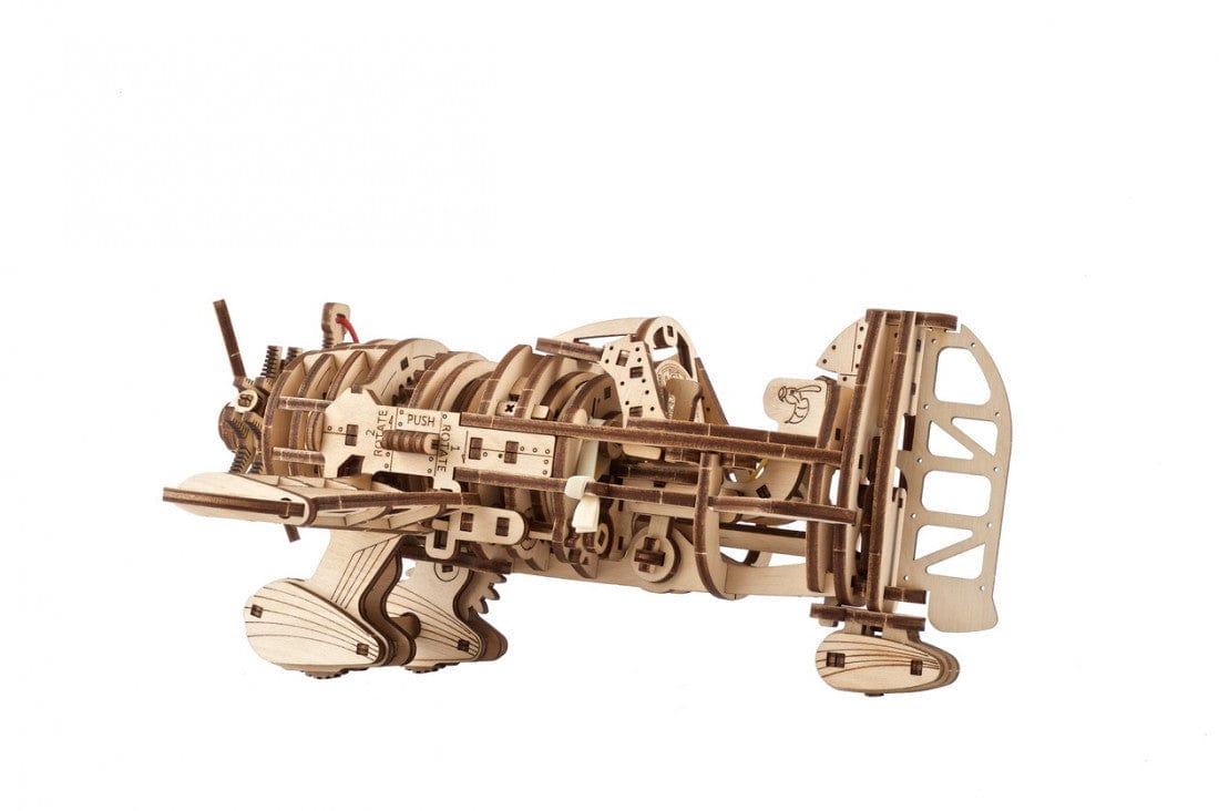 Ugears 70183 Mad Hornet Airplane Wooden Model Kit - Hobbytech Toys