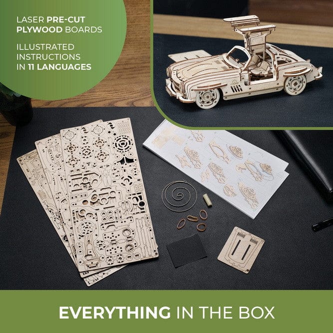 Ugears 70205 Winged Sports Coupe Wooden Model Kit - Hobbytech Toys