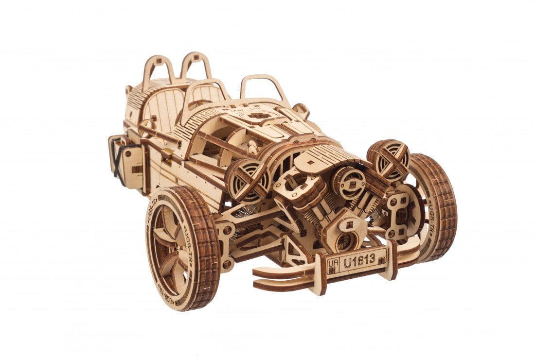 Ugears 70216 Three - Wheeler UGR - S Wooden Model Kit - Hobbytech Toys