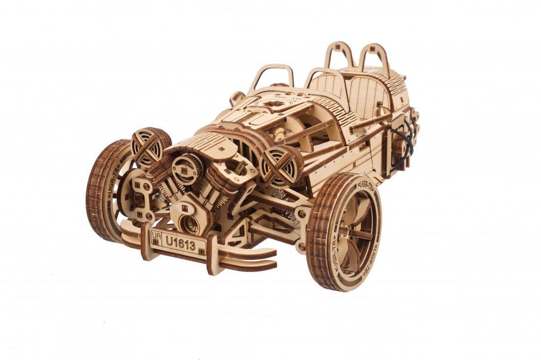 Ugears 70216 Three - Wheeler UGR - S Wooden Model Kit - Hobbytech Toys