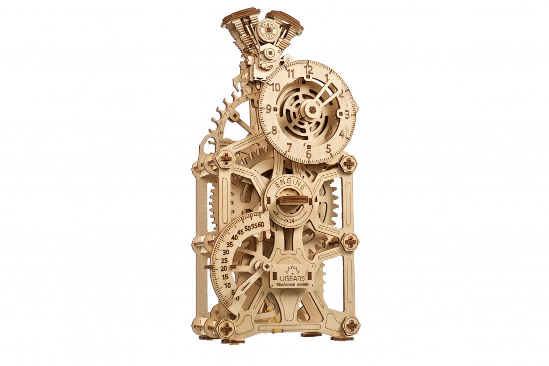 Ugears 70217 Engine Clock Wooden Model Kit - Hobbytech Toys