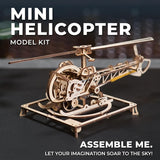 UGears 70225 Mini Helicopter Wooden Model Kit - Hobbytech Toys