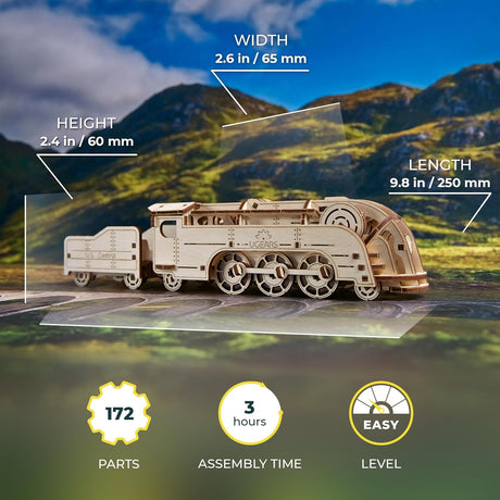 UGears 70228 Mini Locomotive Wooden Model Kit - Hobbytech Toys
