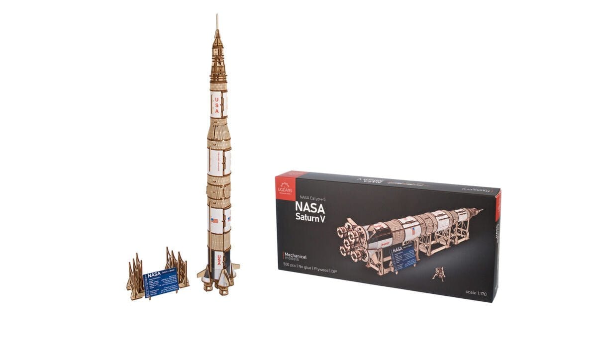 Ugears NASA Saturn V Rocket Wooden Kit [70257] - Hobbytech Toys