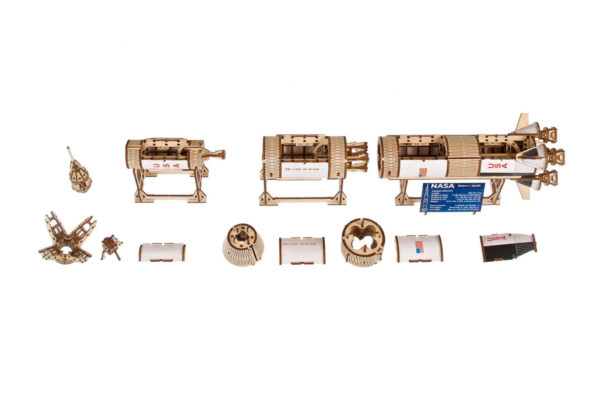 Ugears NASA Saturn V Rocket Wooden Kit [70257] - Hobbytech Toys
