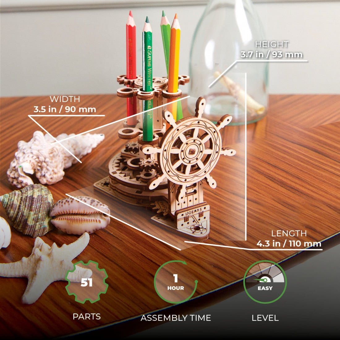 Ugears Wheel Organizer 2.0 Wooden Kit [70220] - Hobbytech Toys