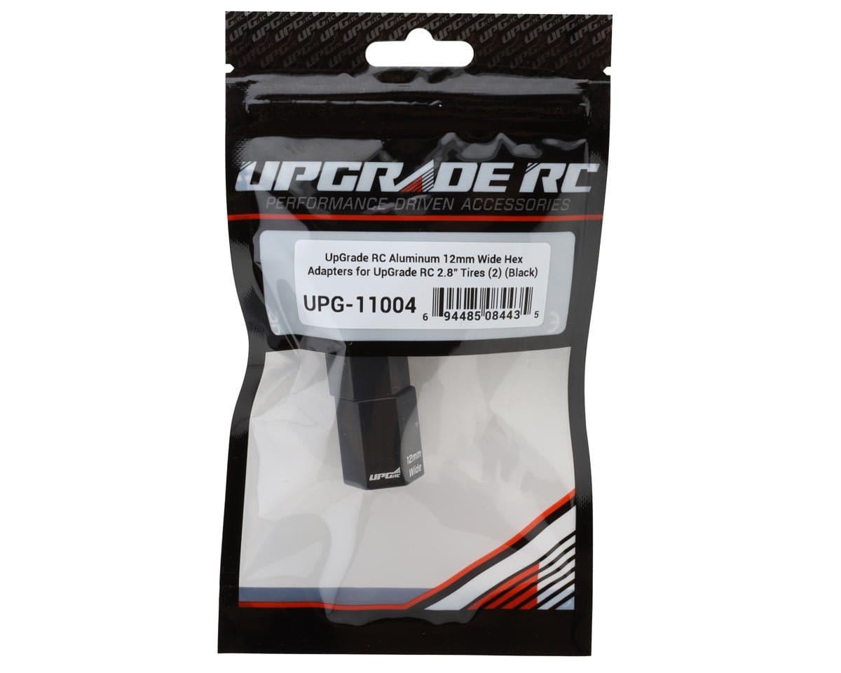UpGrade RC Aluminum 12mm Hex Adapters for UpGrade RC 2.8" Wheels (Black) (2) (Wide) - Hobbytech Toys