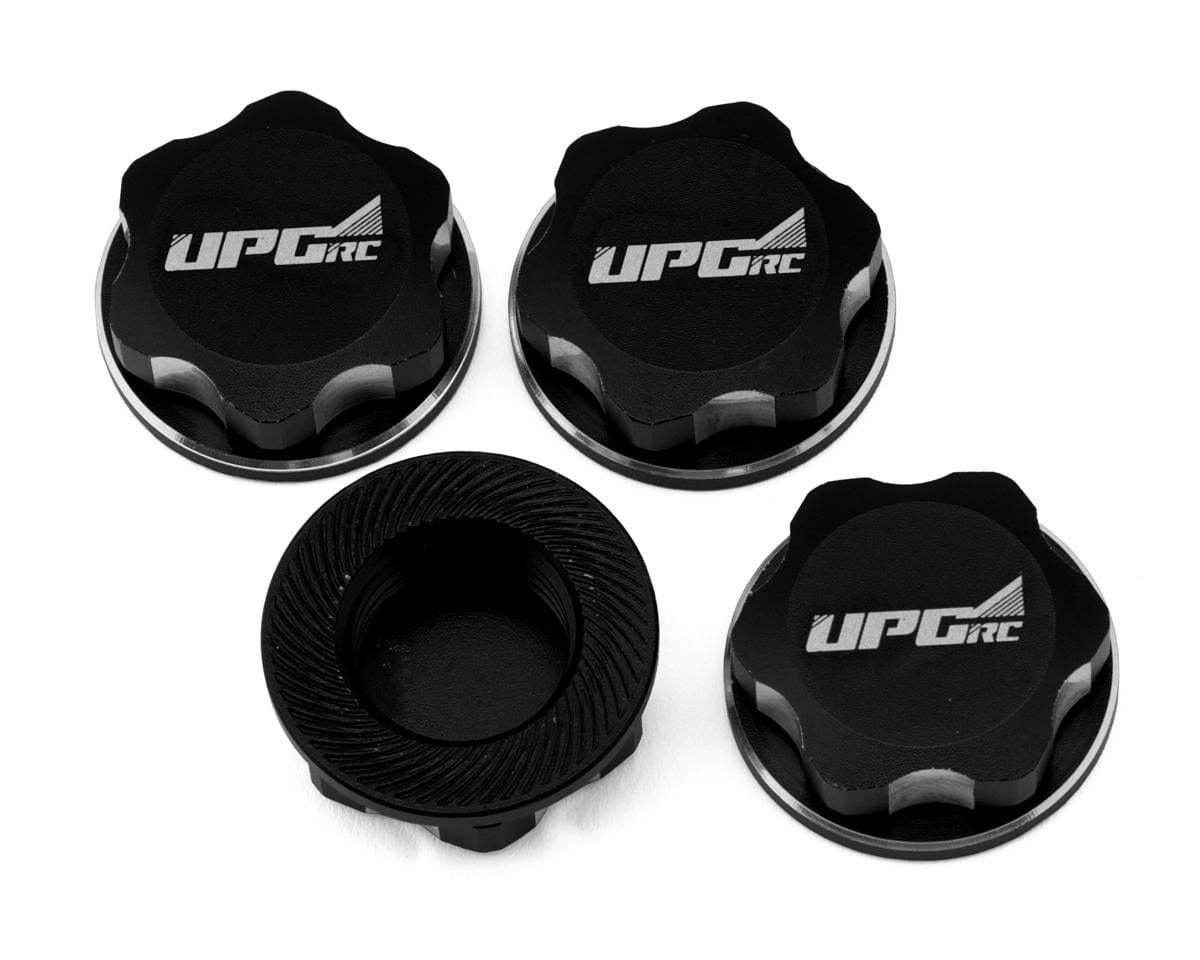 UpGrade RC Aluminum 17mm Serrated Wheel Nuts (4) (Black) - Hobbytech Toys