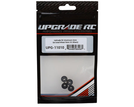 UpGrade RC Aluminum 4mm Serrated Wheel Nuts (4) (Black) - Hobbytech Toys