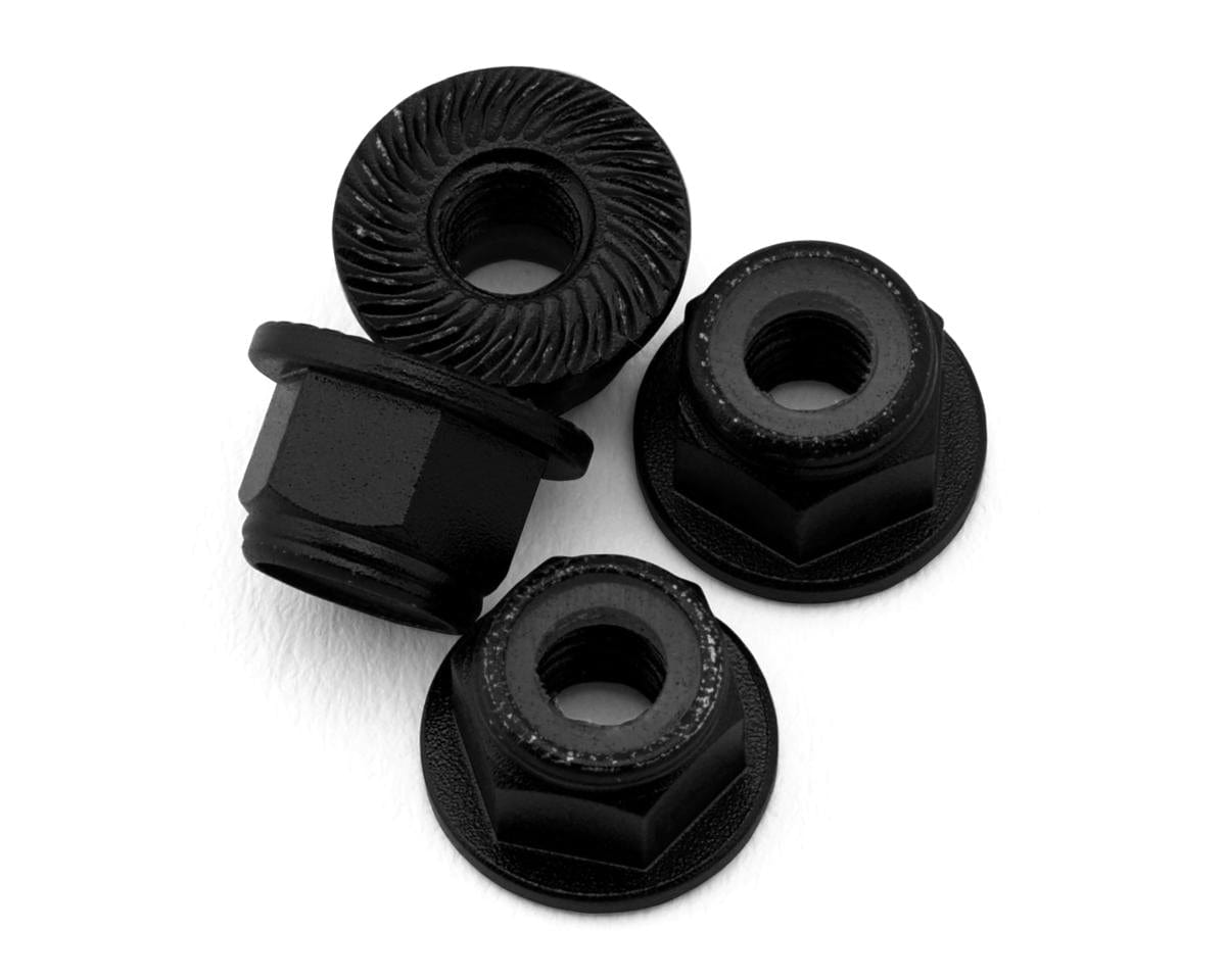 UpGrade RC Aluminum 4mm Serrated Wheel Nuts (4) (Black) - Hobbytech Toys