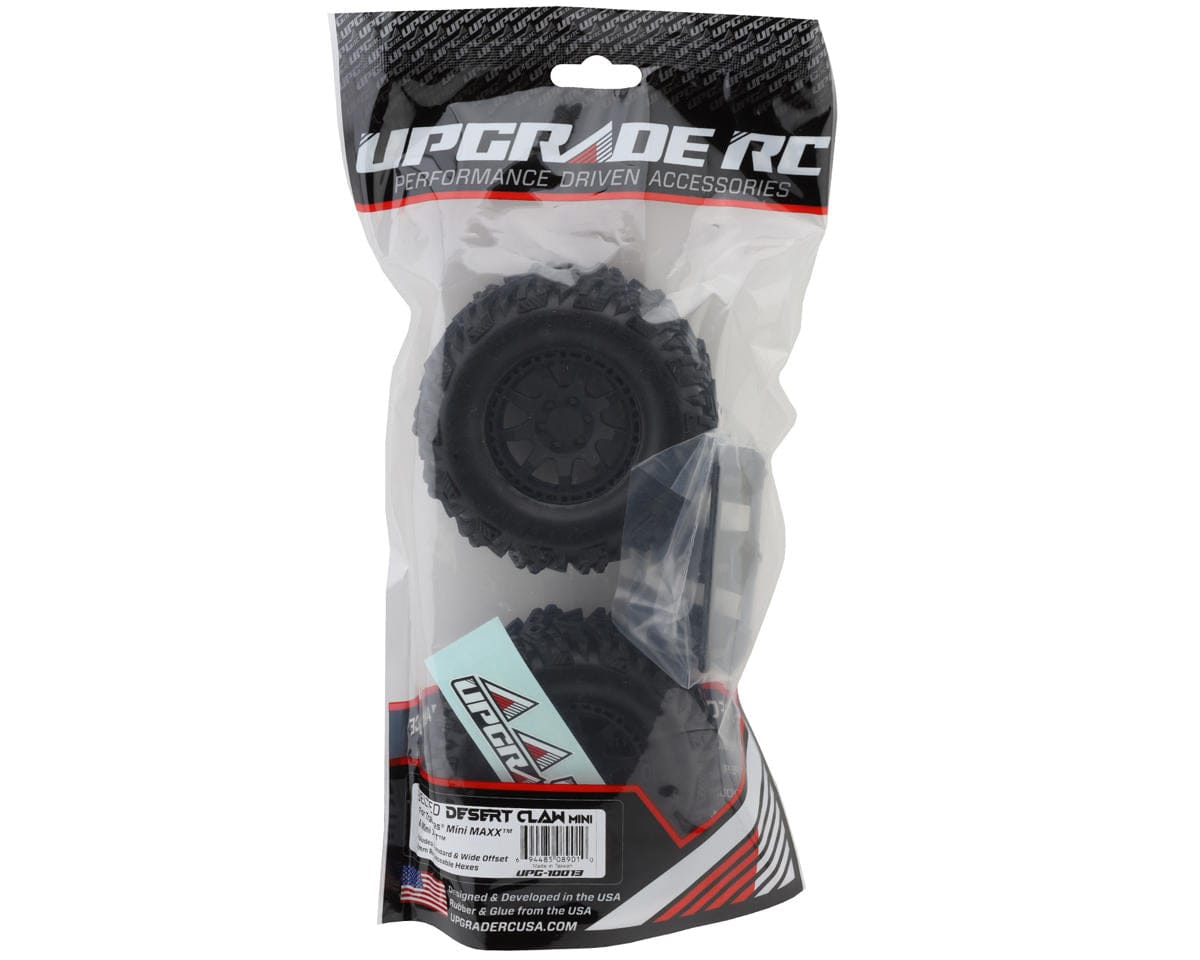 UpGrade RC Dirt Claw 2.2" Pre-Mounted BELTED Tires for Traxxas Mini Maxx (2)