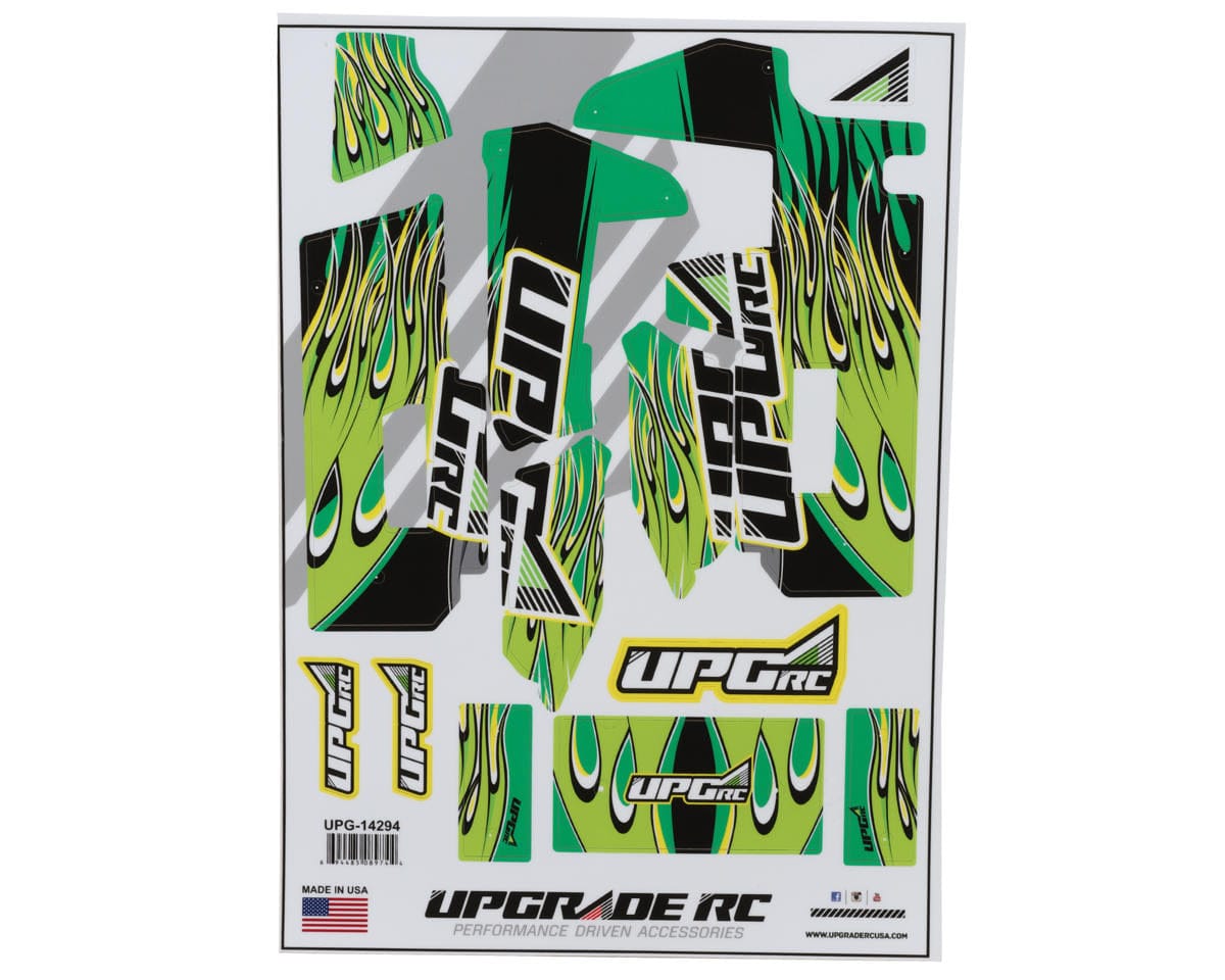 UpGrade RC Flame Graphic Set for Losi 22S Sprint Car (Green)