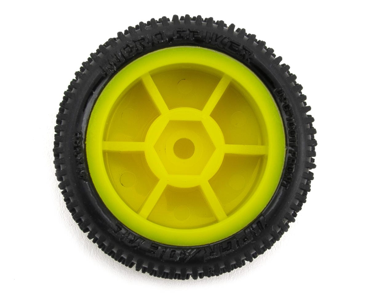 UpGrade RC Micro Spiker Pre-Mounted Front and Rear Carpet Tires for Losi Micro-B (Yellow)