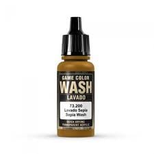 Vallejo Game Color Wash Sepia 18ml Acrylic Paint - Hobbytech Toys