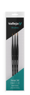 Vallejo Hobby Brushes: Detail Design Set - Synthetic fibers (Sizes 0, 1 & 2)