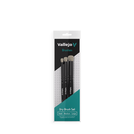 Vallejo Hobby Brushes: Dry Brush Set - Natural Hair (S, M & L) - Hobbytech Toys