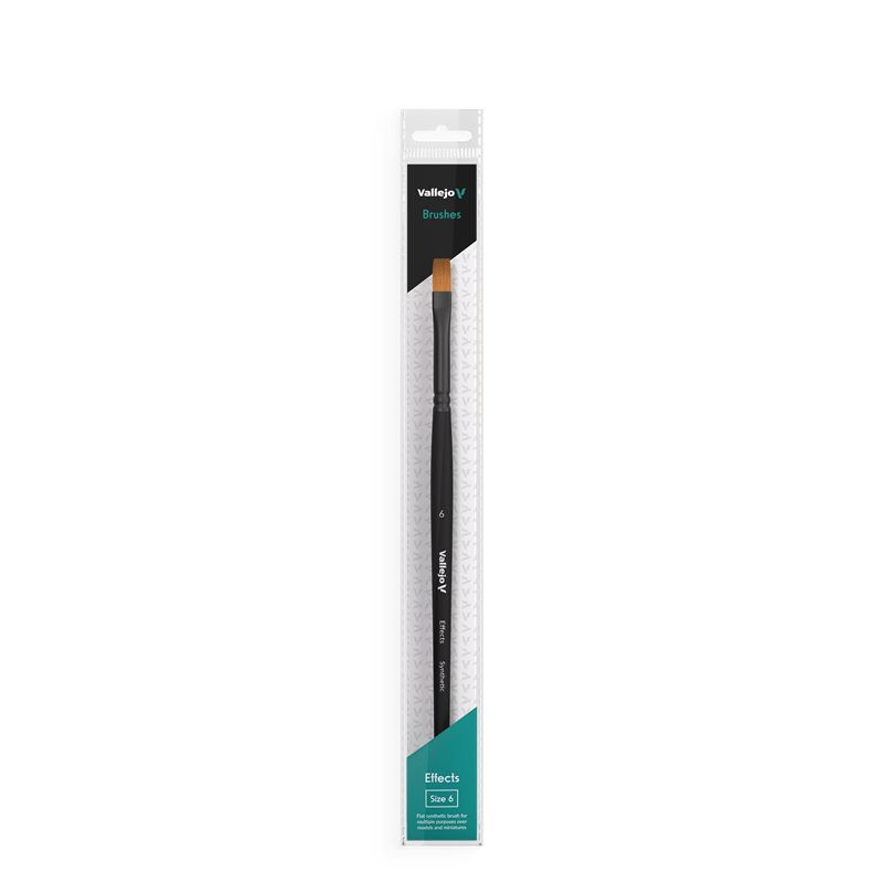 Vallejo Hobby Brushes: Effects Flat Rectangular Synthetic Brush No. 6 - Hobbytech Toys