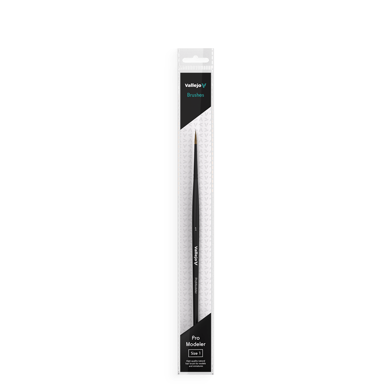 Vallejo Hobby Brushes: Pro Modeler Natural Hair Round Brush No. 1 - Hobbytech Toys