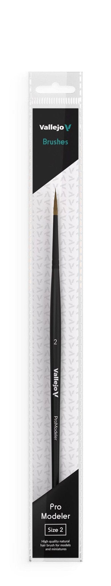 Vallejo Hobby Brushes: Pro Modeler Natural Hair Round Brush No. 2 - Hobbytech Toys