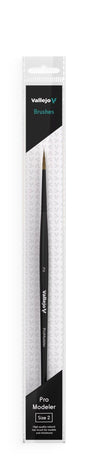 Vallejo Hobby Brushes: Pro Modeler Natural Hair Round Brush No. 2 - Hobbytech Toys