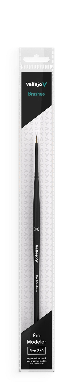 Vallejo Hobby Brushes: Pro Modeler Natural Hair Round Brush No. 3/0 - Hobbytech Toys