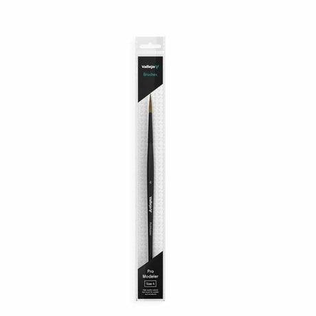 Vallejo Hobby Brushes: Pro Modeler Natural Hair Round Brush No. 4 - Hobbytech Toys